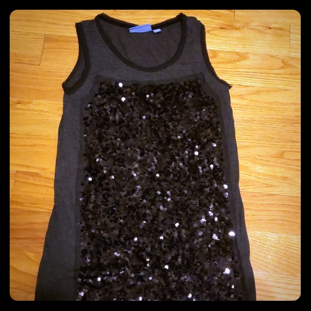 Black and grey sequin tunic